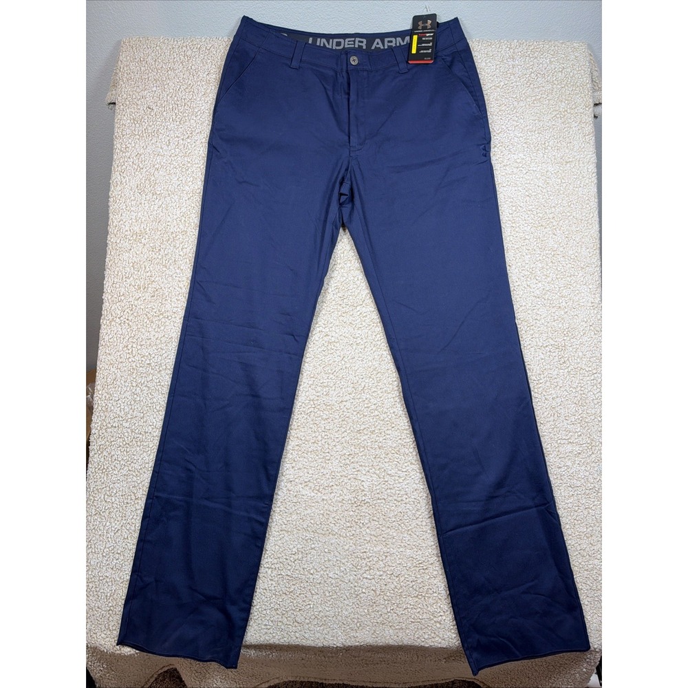 Under Armour Airvent HeatGear NWT Men's 36 UNHEMMED Flat Front Navy Golf Pants